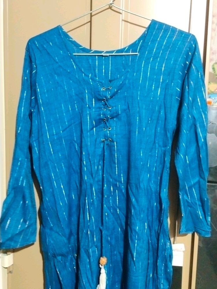 Blue Kurti With Knot