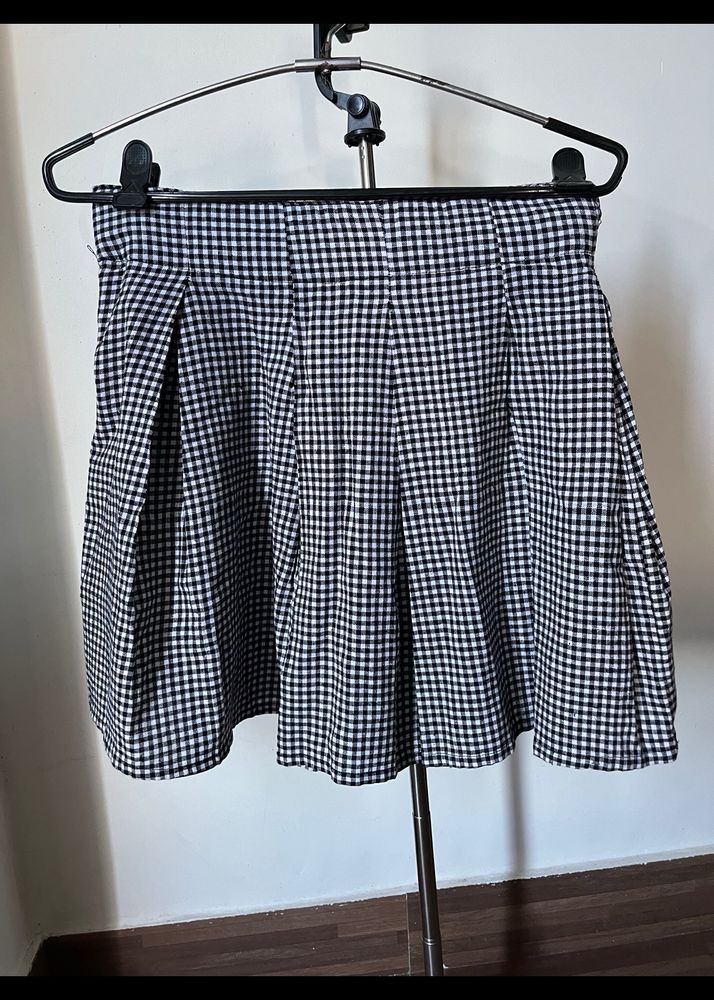 Vintage Checked Pleated High waisted Skirt