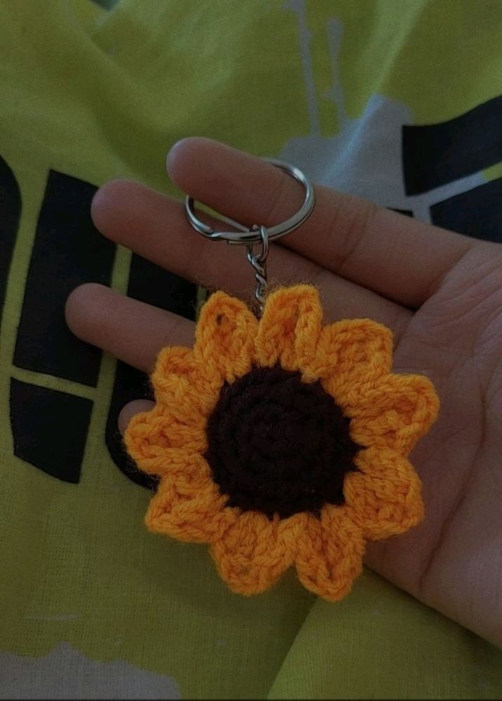 Crochet Sunflower Keychain