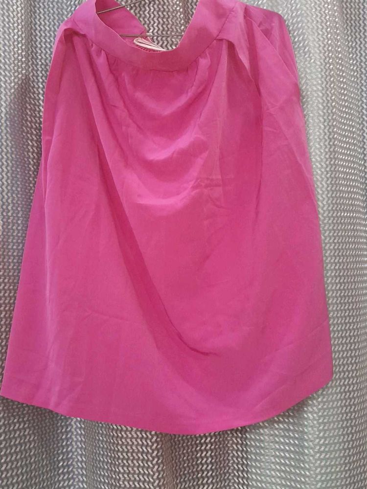 Dark Pink Color A Line Skirt Elastic @ Back