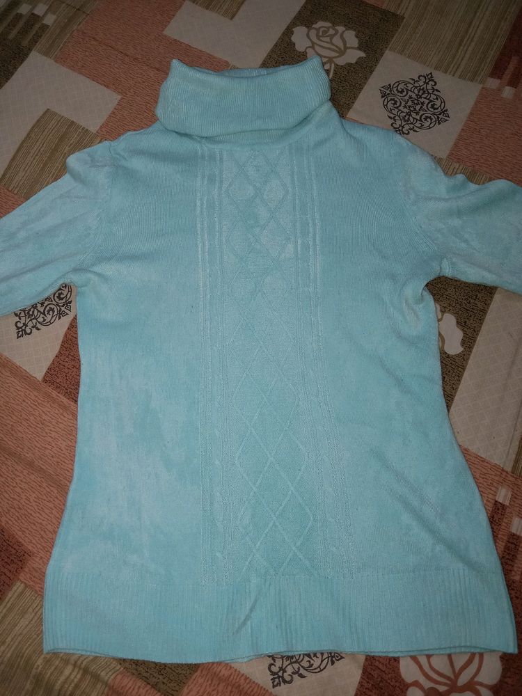 Sky Blue Woolen Sweater For Girls