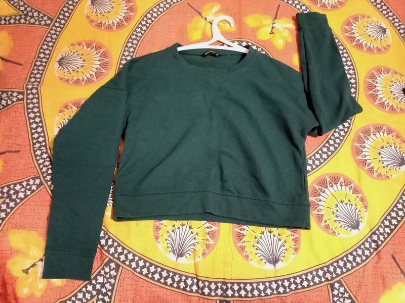 Green Solid Sweatshirt