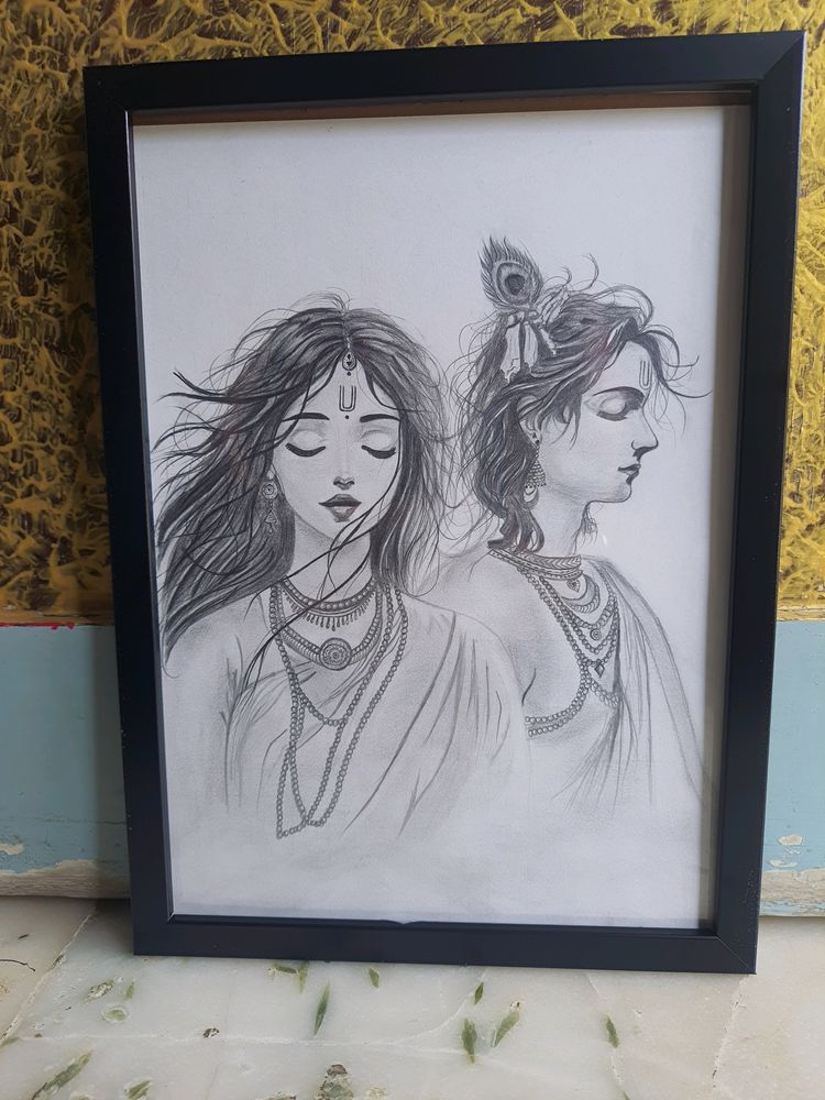 radhe krishna beautiful sketch