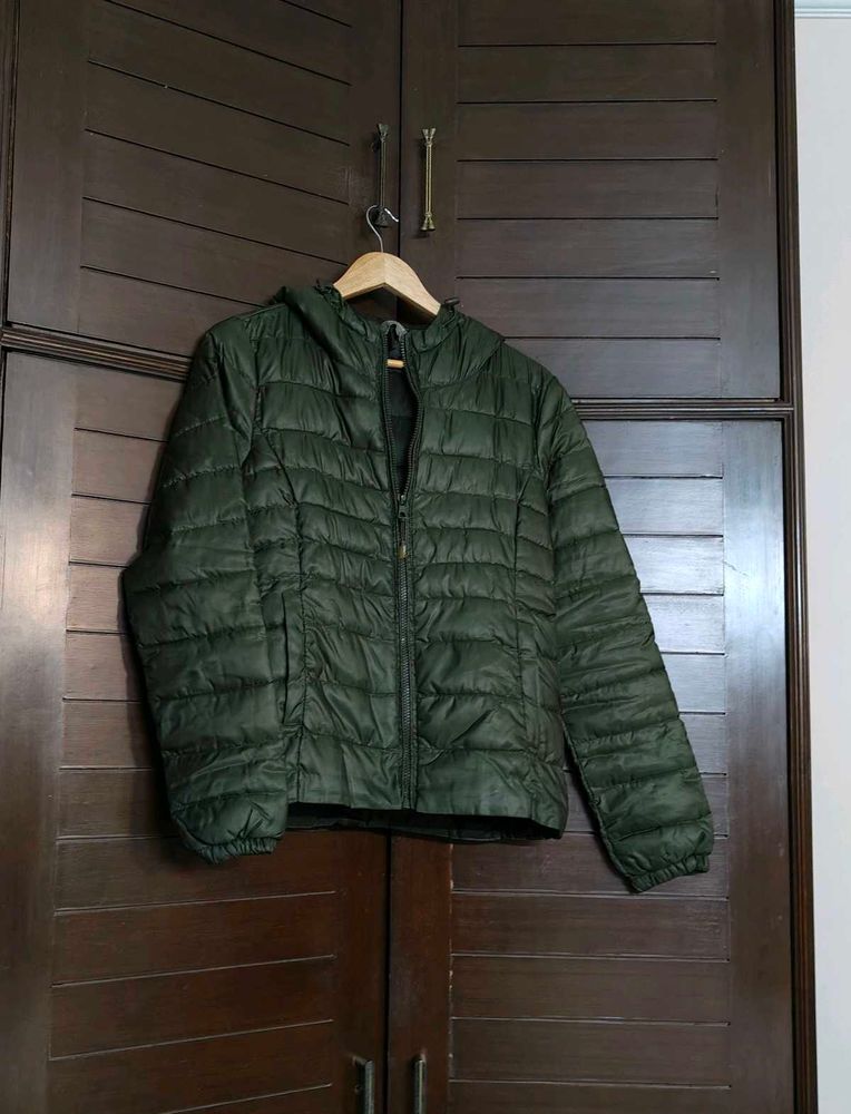 Only Brand Women Olive Green Quilted Puffer Jacket