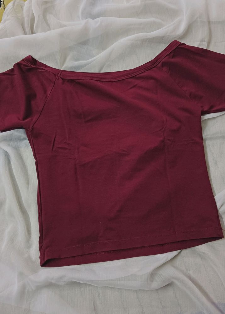 Boat Neck Maroon Top