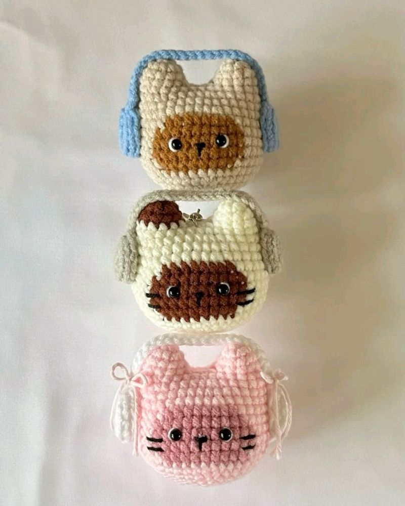 Cute Crochet Headphone Kitty Keychain