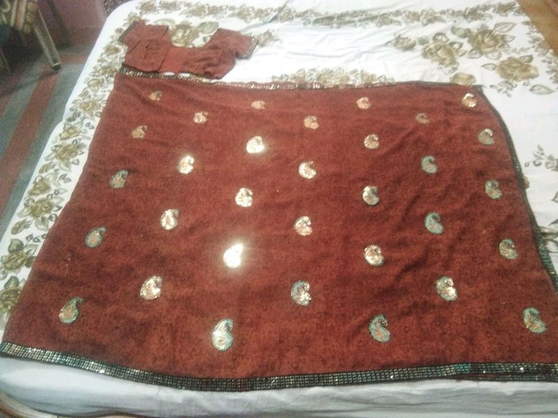 Brown colour Saree for Daily Use