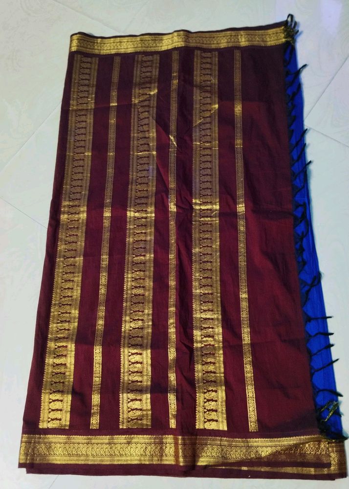 Blue Colour Pure Gadwal Saree