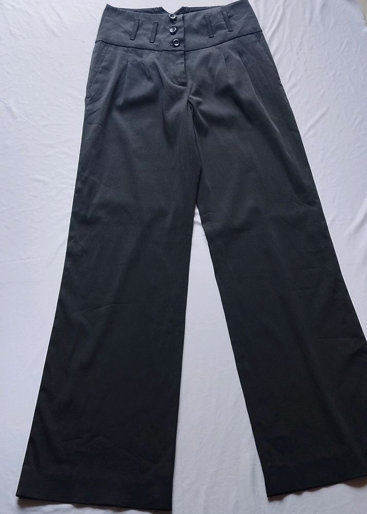 Black High Waist Flared Pant For Women