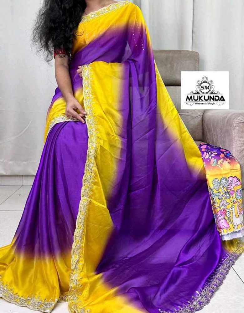 Purple With Yellow Color Rangoli Saree