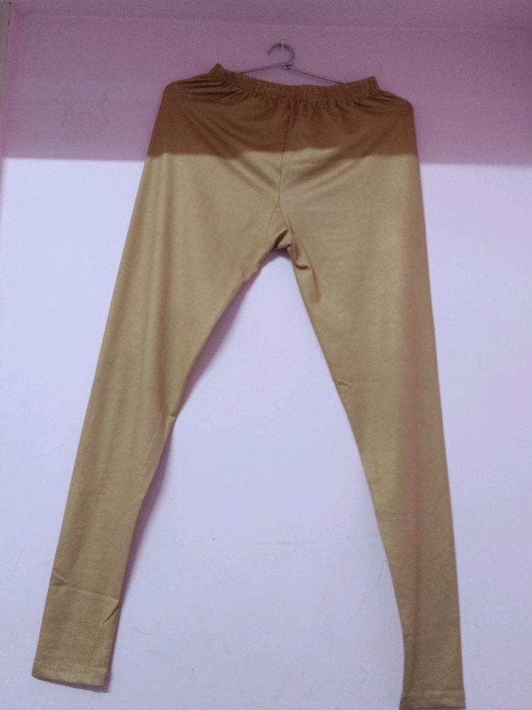 Golden Colored Leggings, Stretchable