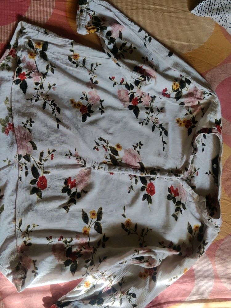 Off White Formal Floral Blouse