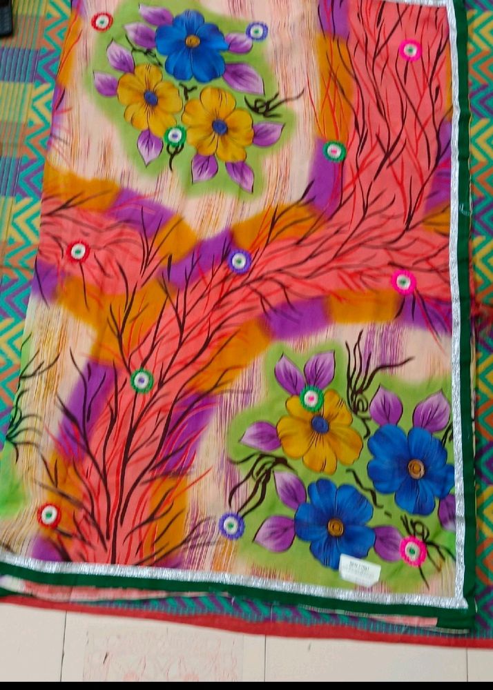 Flowers Embroidery Saree