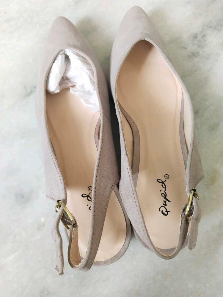 Qupid Nude Pointed Toe Heels For Women Size 7