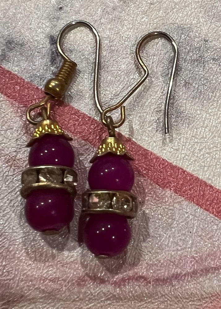 Purple Beads Earrings