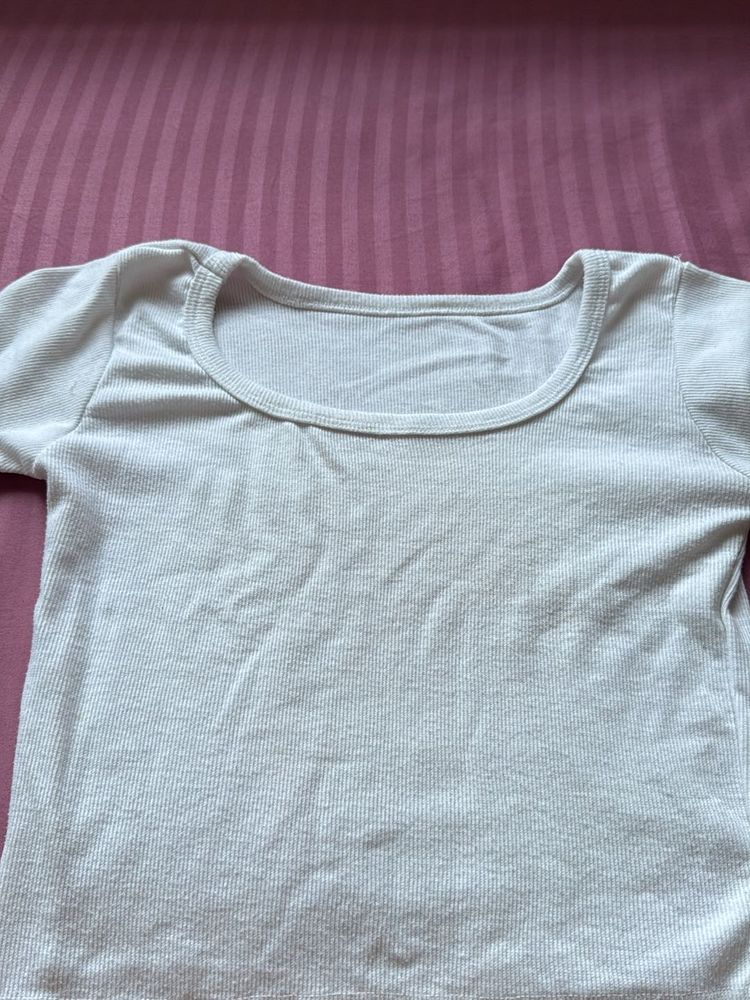 basic white crop top with square neck