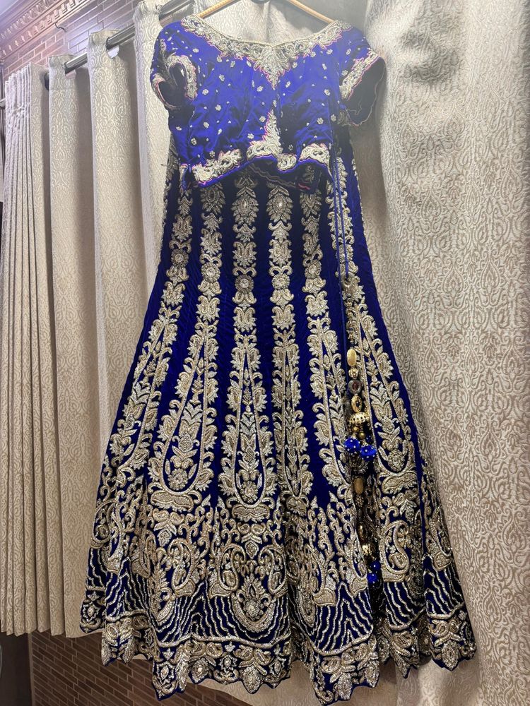 Navy Blue Heavy Bridal Lehenga