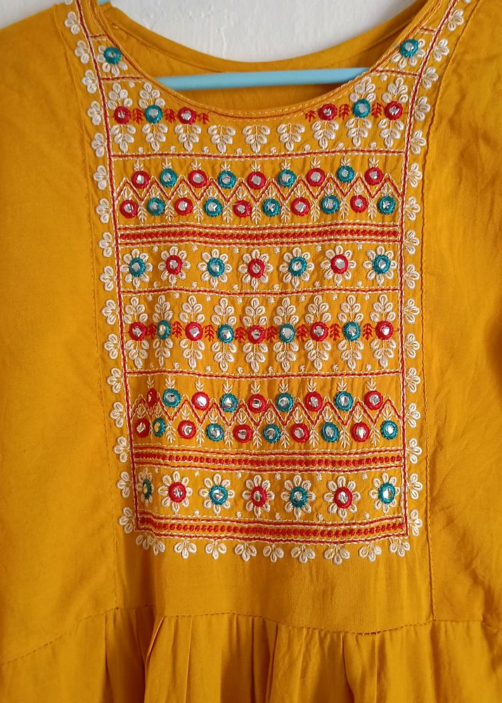 Yellow Rayon Kurti