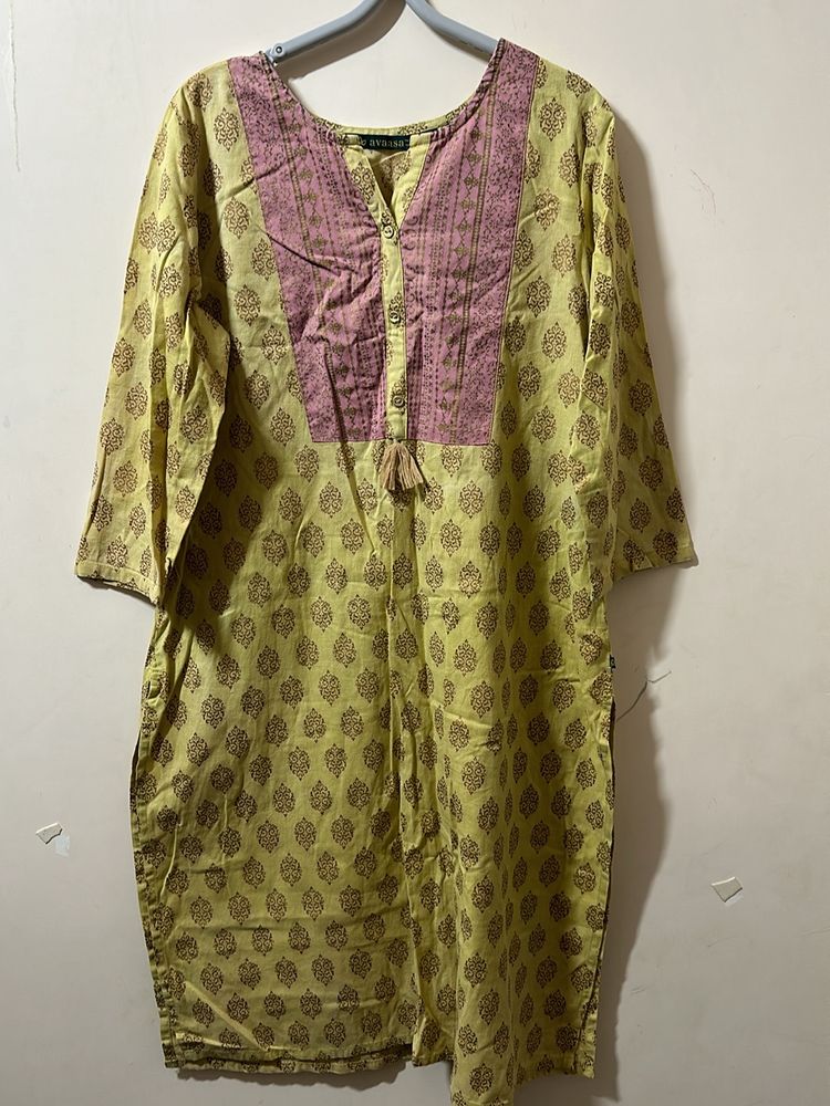 Mixed Lemon Yellow Kurtha