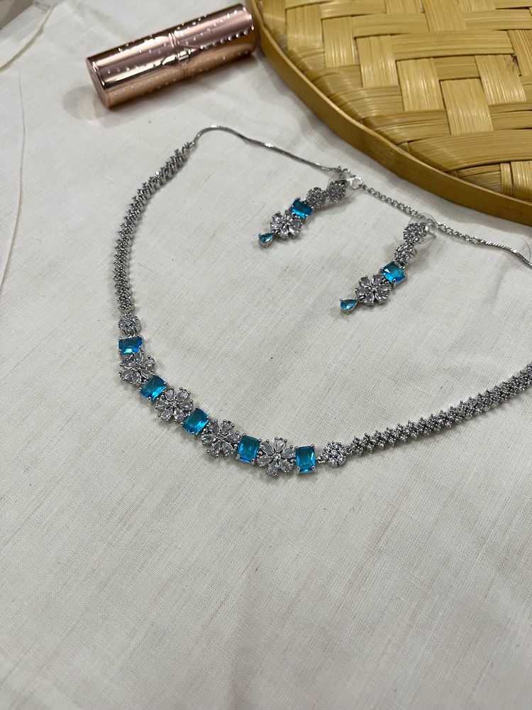 Cubic zirconia Necklace Set With Earring