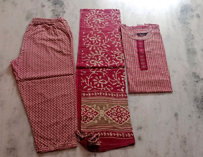 Cotton Suit Kurti Pant & Dupatta For Sell