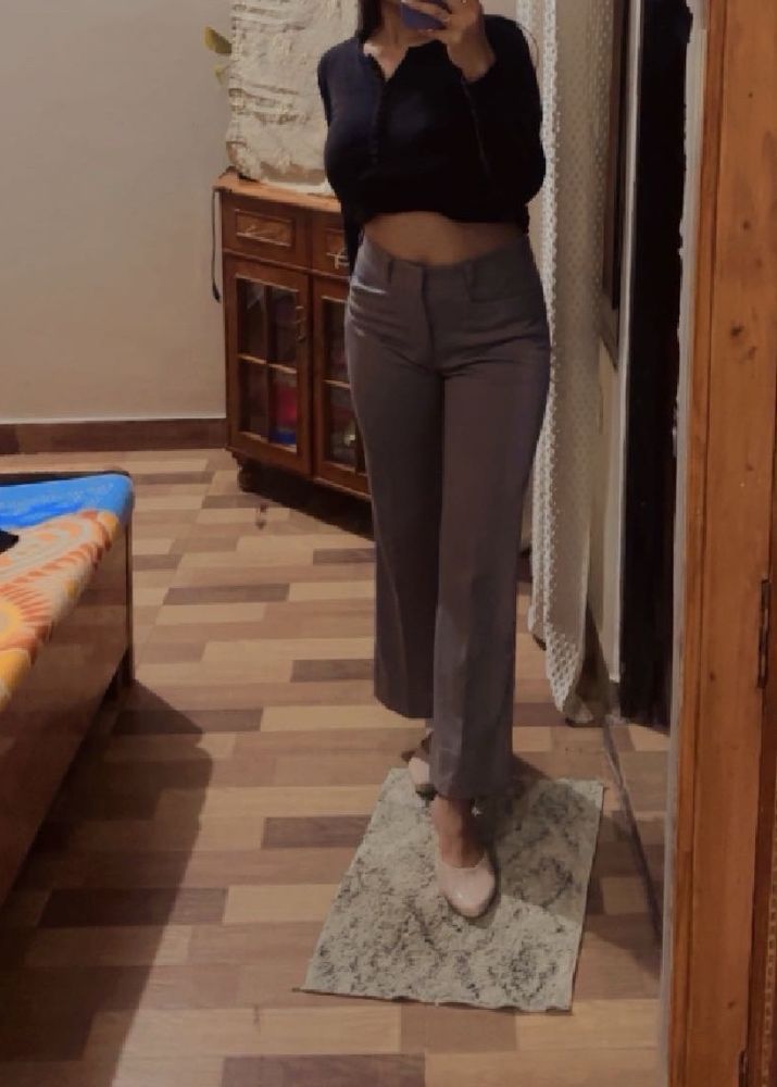 High Waist Grey Trousers