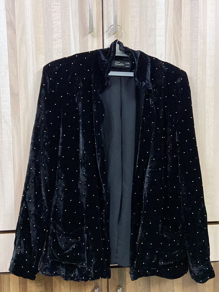 Zara Velvet Black Overcoat