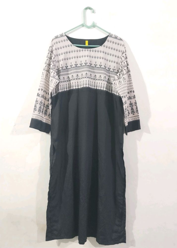 Black And White Print Stylish Kurta (Women)