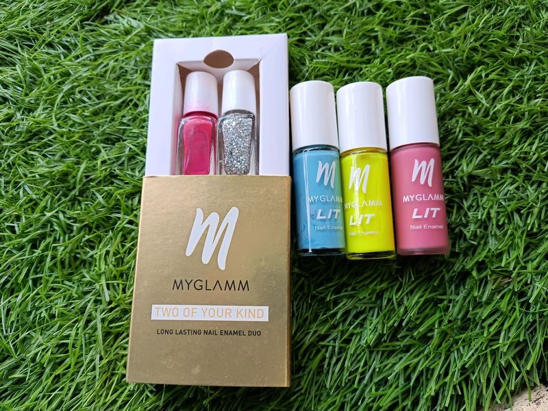 Pack Of 5 Myglamm Branded Nail Polish Includes One Matte And One Glitter Nailpolish