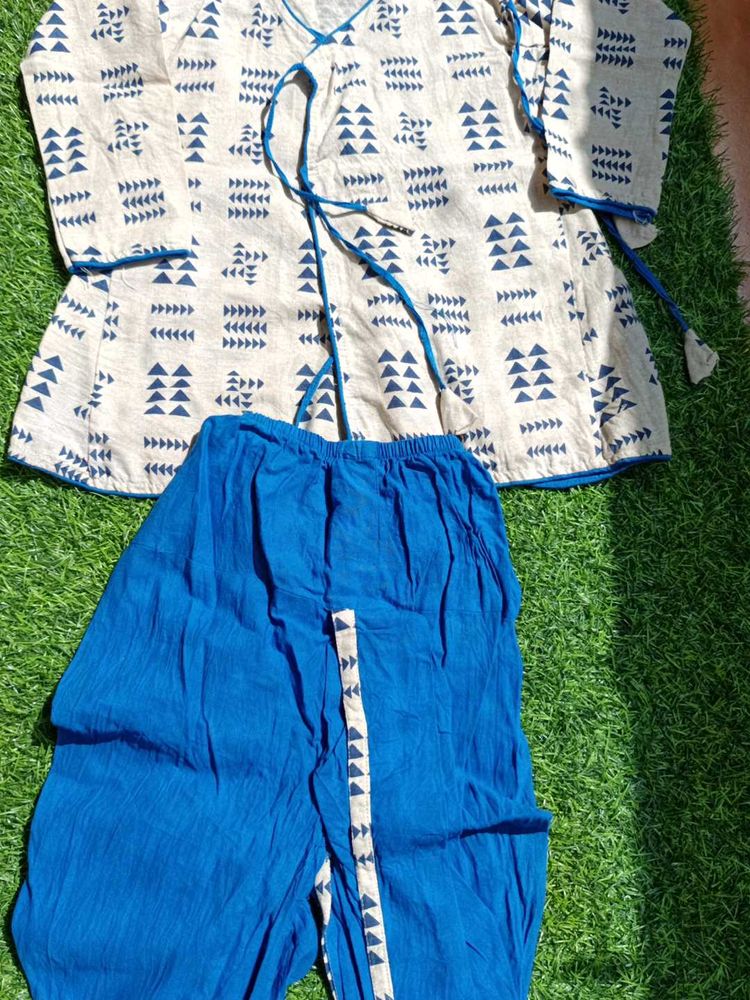 Boys Kurta Pjama Set Angrakha Pattern