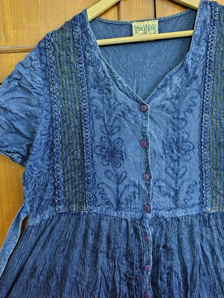 Blue Cotton Kurti