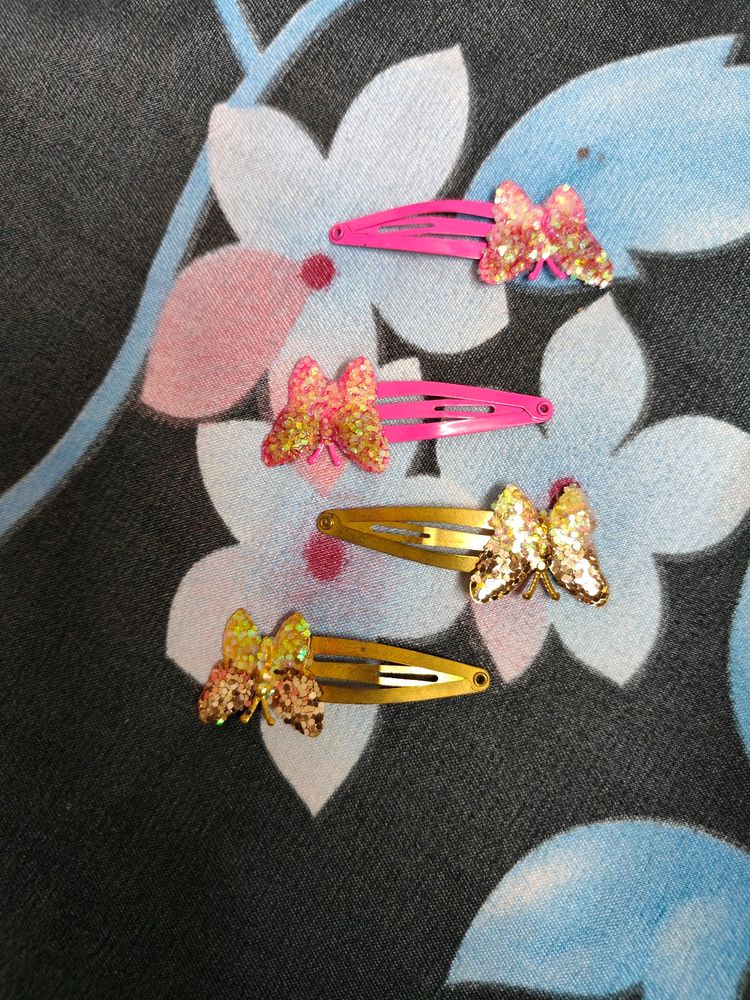 Cute Butterfly Clips (Pink & Gold)