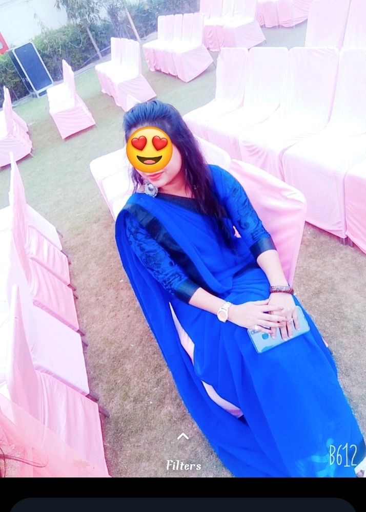 Royal Blue Saree With Blouse 😍