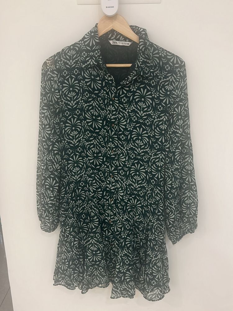 Zara Flowy Green Dress