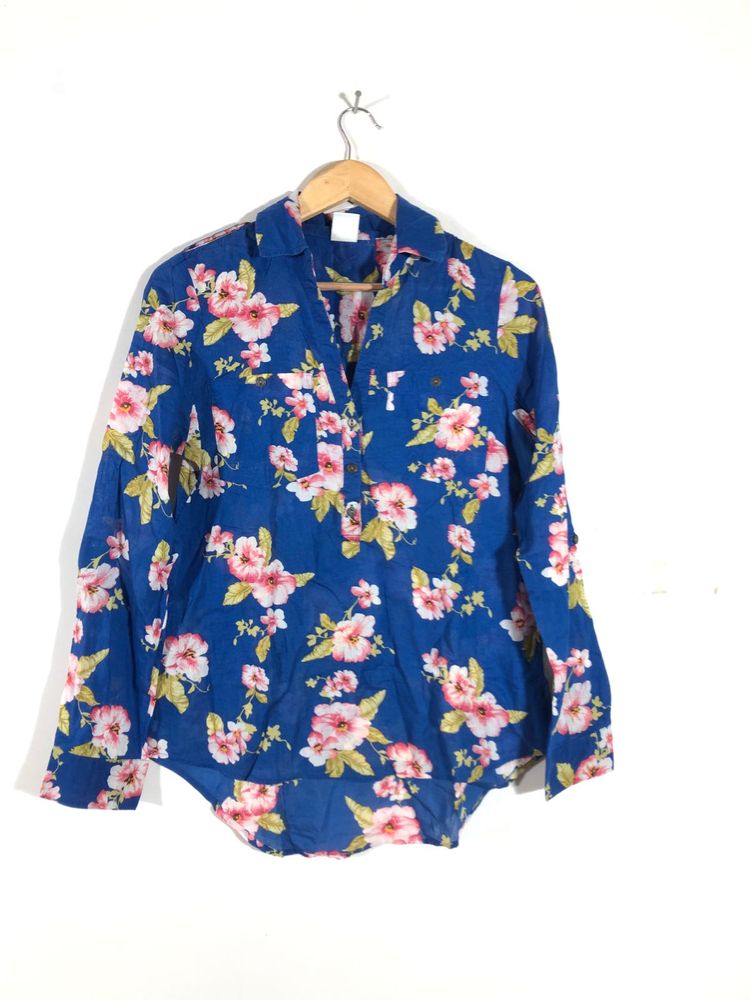 Dark Blue Floral Printed Top (Women’s)