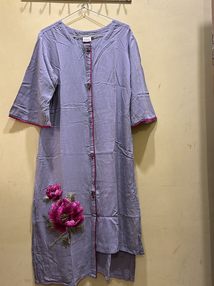 Neerus Grey Colour Kurta Size XL