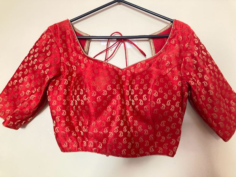 Red Banarasi Padded Blouse