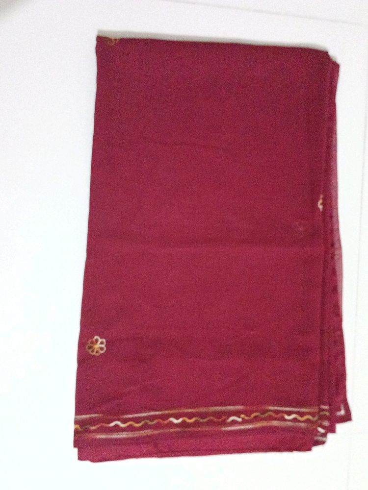 Chiffon Saree Maroon Dori Work