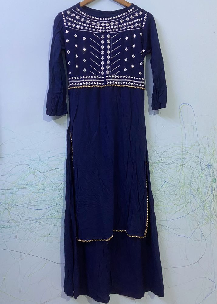 Navy Blue Designer Long Kurta