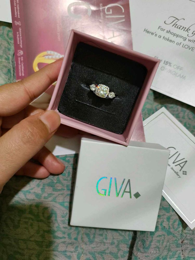 Giva Round Stoned Silver 925 Open Ring