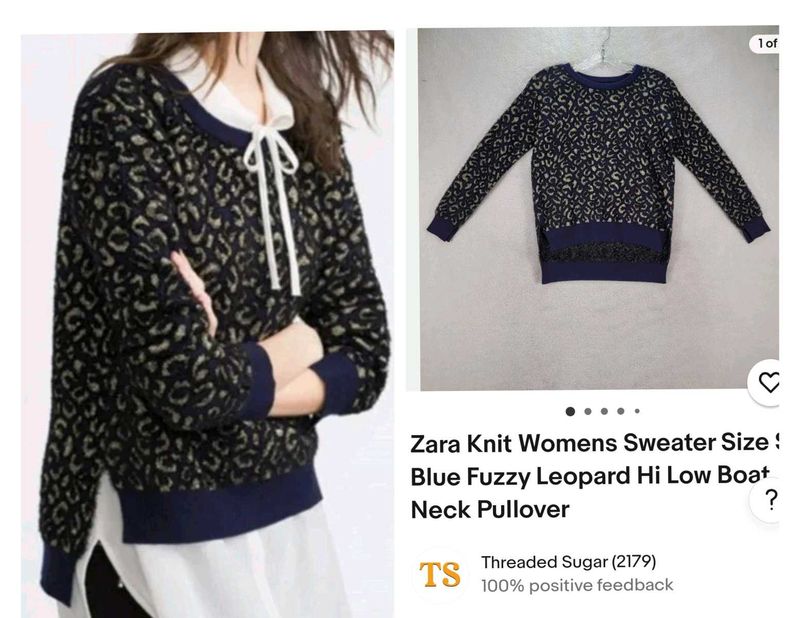 Zara Knit Furry Leopard 🐆 Print Sweter