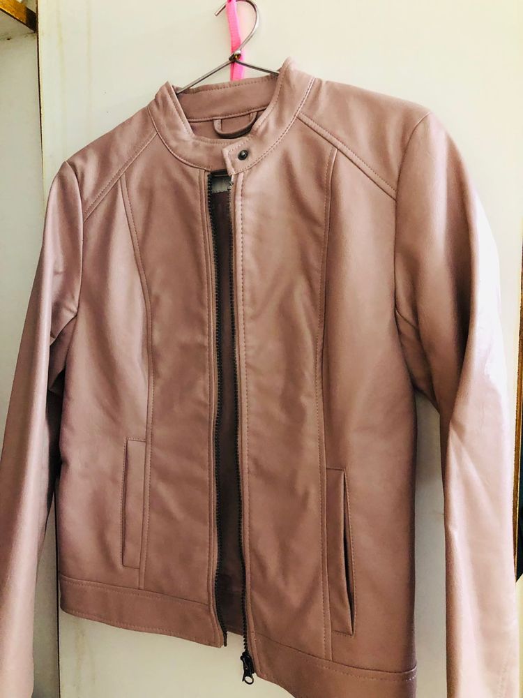 Dull Pink leather Jacket Never Worn