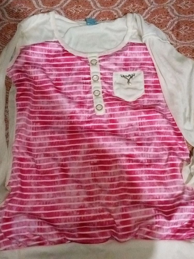 Bright Pink Top For Women With Sleeves.