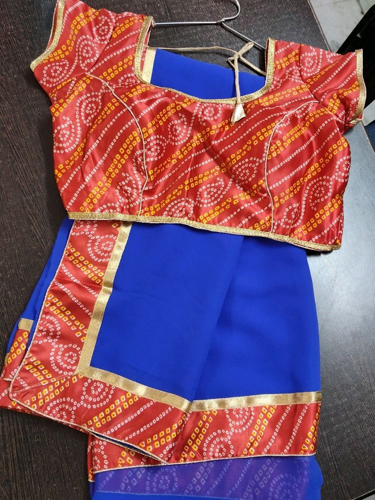 Georgette Saree Wth Stitched Blouse