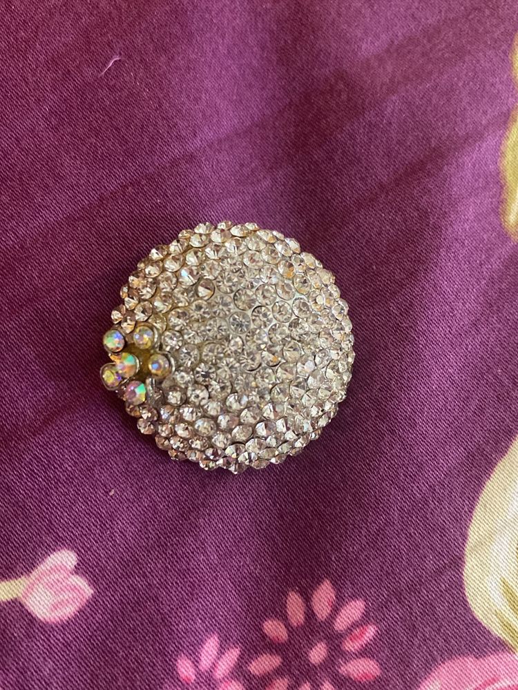 Silver Color Stone Studded Brooch