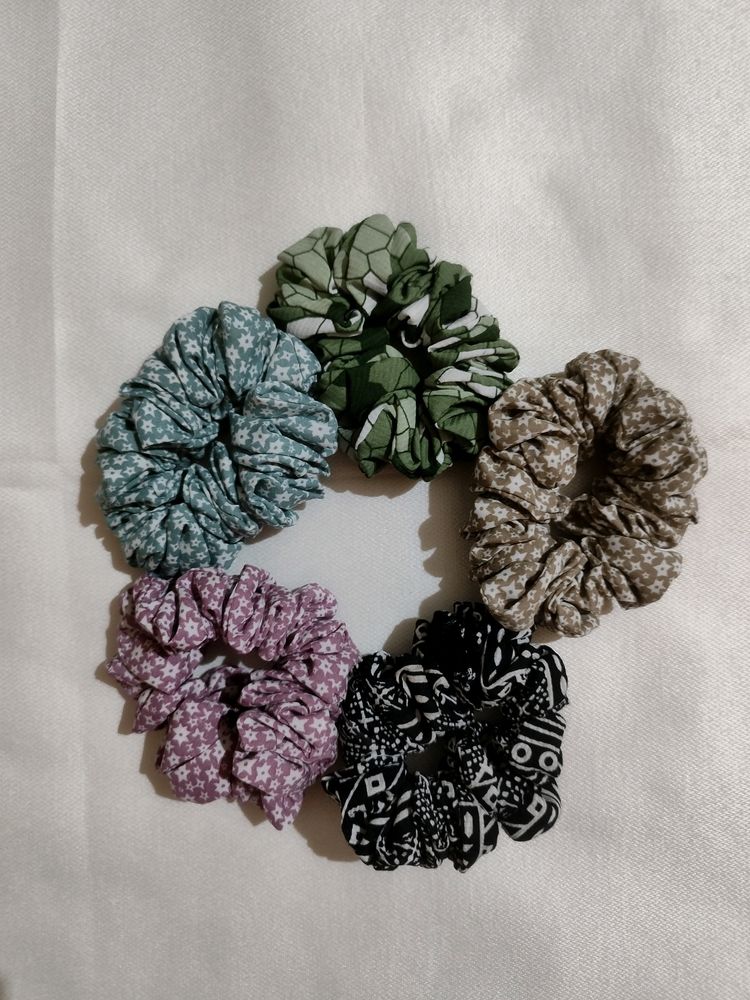 Printed Scrunchies Combo Pack Of 5