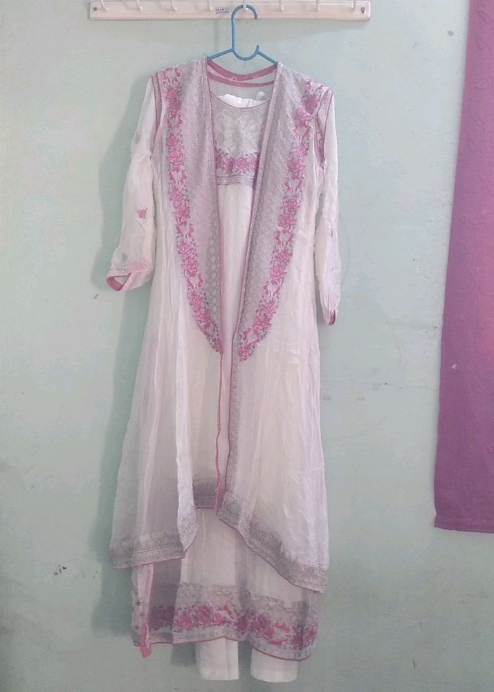 Long Kurti Set With Dupatta And Shrug