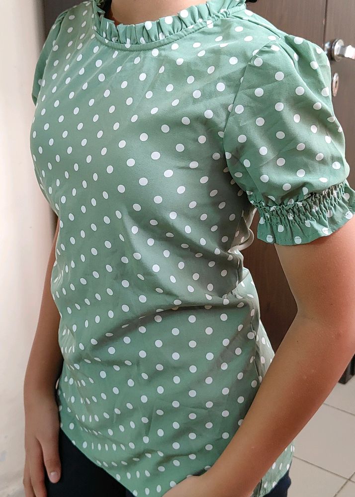 Green Polka Dot Boxy Top