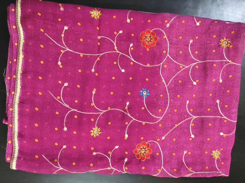 Pink Embroideral Saree