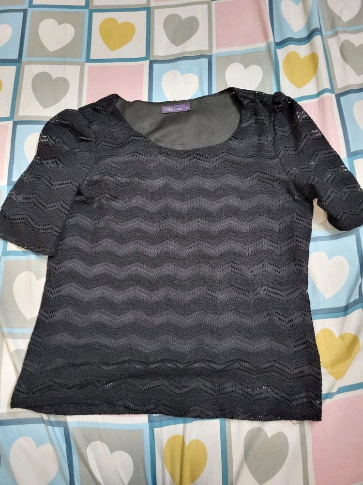 Black Top With Inner Attached